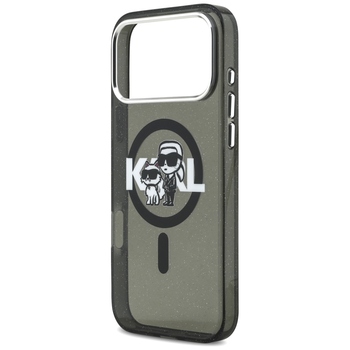Original Pouch KARL LAGERFELD IML Glitter Karl & Choupette Sketch Logo Magsafe for Iphone 17 Pro Max black