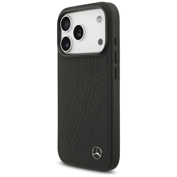 Original Case MERCEDES Leather Large Laurel Leave MagSafe for Iphone 17 Pro black
