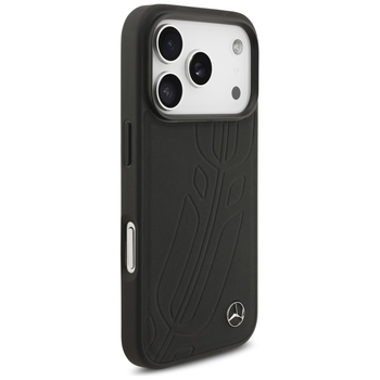 Original Case MERCEDES Leather Large Laurel Leave MagSafe for Iphone 17 Pro black