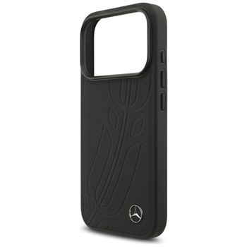 Original Case MERCEDES Leather Large Laurel Leave MagSafe for Iphone 17 Pro black