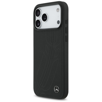 Original Case MERCEDES Leather Large Laurel Leave MagSafe for Iphone 17 Pro Max black