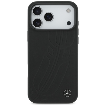 Original Case MERCEDES Leather Large Laurel Leave MagSafe for Iphone 17 Pro Max black