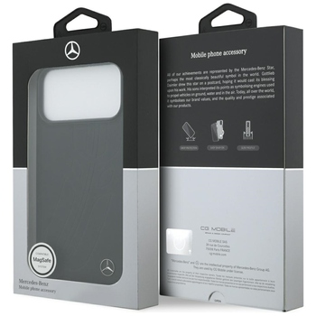Original Case MERCEDES Leather Large Laurel Leave MagSafe for Iphone 17 Pro Max black