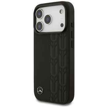Original Case MERCEDES Leather Laurel Leaves MagSafe for Iphone 17 Pro black