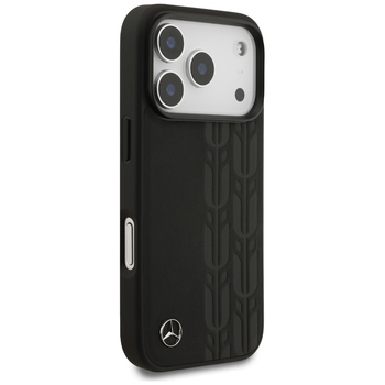Original Case MERCEDES Leather Laurel Leaves MagSafe for Iphone 17 Pro black
