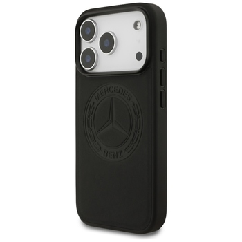Original Case MERCEDES Leather Vintage Logo MagSafe for Iphone 17 Pro black