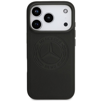 Original Case MERCEDES Leather Vintage Logo MagSafe for Iphone 17 Pro black