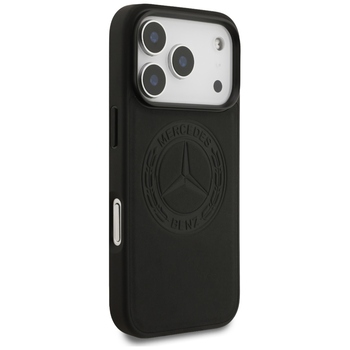 Original Case MERCEDES Leather Vintage Logo MagSafe for Iphone 17 Pro black