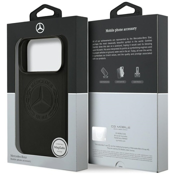 Original Case MERCEDES Leather Vintage Logo MagSafe for Iphone 17 Pro black