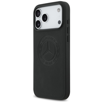 Original Case MERCEDES Leather Vintage Logo MagSafe for Iphone 17 Pro Max black