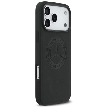 Original Case MERCEDES Leather Vintage Logo MagSafe for Iphone 17 Pro Max black