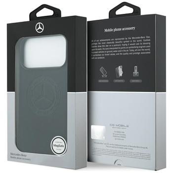 Original Case MERCEDES Leather Vintage Logo MagSafe for Iphone 17 Pro Max black