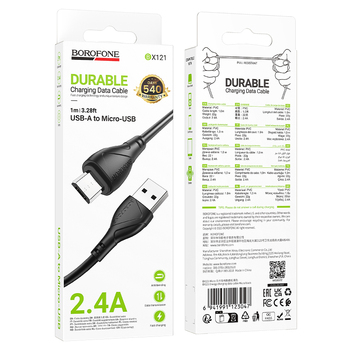 Borofone Kabel BX121 Energy - USB na Micro USB - 2,4A 1 metr czarny