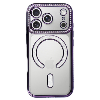 Bling Magsafe Case do Iphone 17 Pro fioletowy