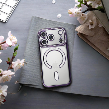 Bling Magsafe Case do Iphone 17 Pro fioletowy