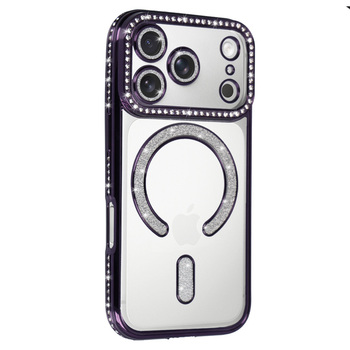 Bling Magsafe Case do Iphone 17 Pro Max fioletowy