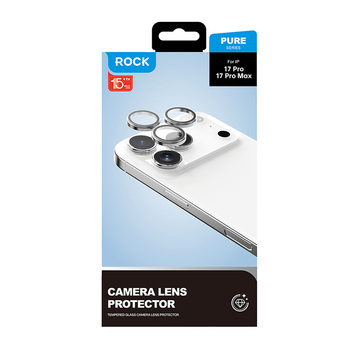 Rock Tempered glass Pure Series Camera Lens on camera for Iphone 17 Pro/17 Pro Max (lens 3 pieces) grey