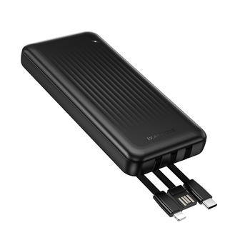 Borofone Power Bank 10000mAh BJ79 Clever - USB - z kablami Typ C i Lightning czarny