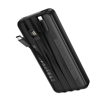 Borofone Power Bank 10000mAh BJ79 Clever - USB - z kablami Typ C i Lightning czarny
