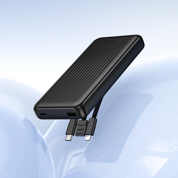 Borofone Power Bank 10000mAh BJ79 Clever - USB - z kablami Typ C i Lightning czarny