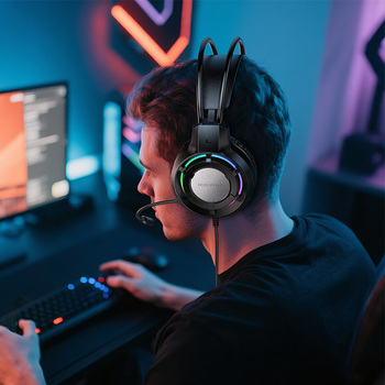 Borofone Headphones BO112 Wave gaming with microphone black