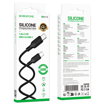 Borofone Kabel BX113 Lenny - Typ C na Typ C - PD 60W 3A 3 metry czarny