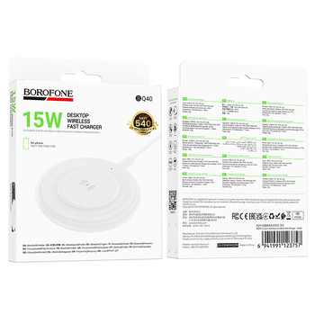 Borofone Wireless induction charger BQ40 Crown 15W white
