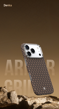 Benks Magnetic Armor Air Armor Grid Kevlar Case Metal Frame 600D (A070) for Iphone 17 Pro Max gold
