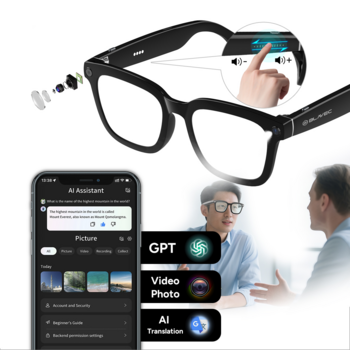 Blavec Smartglasses Inteligentne okulary SG-01 kamera HD, AI, Wi-Fi (SG01-B) czarny