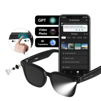 Blavec Smartglasses Inteligentne okulary SG-01 kamera HD, AI, Wi-Fi (SG01-B) czarny