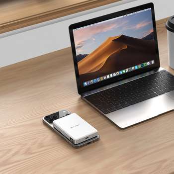 Blavec Power Bank 10000mAh BJ-05 Ultra Fast 16mm - Typ C - Qi2.2 25W + PD 45W magnetyczny indukcyjny Magsafe 2 w 1 (PBBJ05-QI22MC10W) biały aluminium