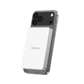 Blavec Power Bank 10000mAh BJ-05 Ultra Fast 16mm - Typ C - Qi2.2 25W + PD 45W magnetyczny indukcyjny Magsafe 2 w 1 (PBBJ05-QI22MC10W) biały