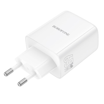 Borofone Ładowarka sieciowa BN32 Cargador GaN - USB + 2xTyp C - QC 3.0 PD 65W biała