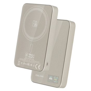 Blavec Power Bank 10000mAh BJ-04 Slim 13,5mm - Typ C - 22,5W magnetyczny indukcyjny Magsafe 3 w 1 (PBBJ04-MC10GD) złoty szklany