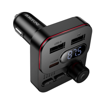 Borofone Transmiter FM BC61 Ocean MP3, Bluetooth - 2xUSB + Typ C - PD 45W czarny
