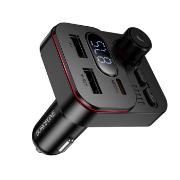 Borofone Transmiter FM BC61 Ocean MP3, Bluetooth - 2xUSB + Typ C - PD 45W czarny