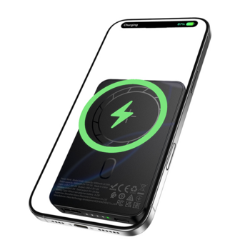 Borofone Power Bank 5000mAh BJ82 Dawn - USB - magnetyczny z ładowaniem indukcyjnym czarny
