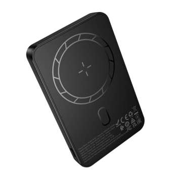Borofone Power Bank 5000mAh BJ82 Dawn - USB - magnetyczny z ładowaniem indukcyjnym czarny