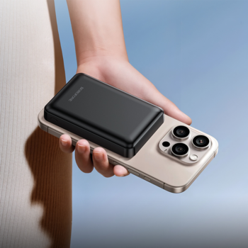 Borofone Power Bank 5000mAh BJ82 Dawn - USB - magnetyczny z ładowaniem indukcyjnym czarny