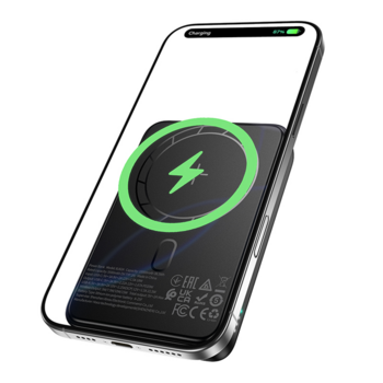 Borofone Power Bank 10000mAh BJ82A Dawn - USB + Typ C - PD 20W magnetyczny z ładowaniem indukcyjnym czarny