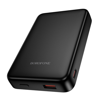 Borofone Power Bank 10000mAh BJ82A Dawn - USB + Typ C - PD 20W magnetyczny z ładowaniem indukcyjnym czarny
