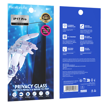 Borofone Hartowane szkło BF7 Diamond Armor Full Screen Anti-spy do Iphone 17 Pro Max - 10 sztuk