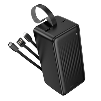 Borofone Power Bank 50000mAh BJ79C Clever - USB - z kablami USB, Typ C i Lightning czarny