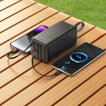 Borofone Power Bank 50000mAh BJ79C Clever - USB - z kablami USB, Typ C i Lightning czarny