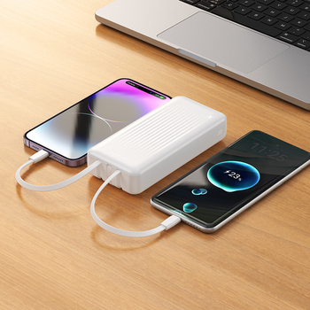 Borofone Power Bank 20000mAh BJ79A Clever - USB - z kablami Typ C i Lightning biały