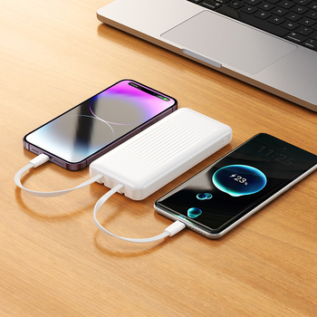 Borofone Power Bank 10000mAh BJ79 Clever - USB - z kablami Typ C i Lightning biały