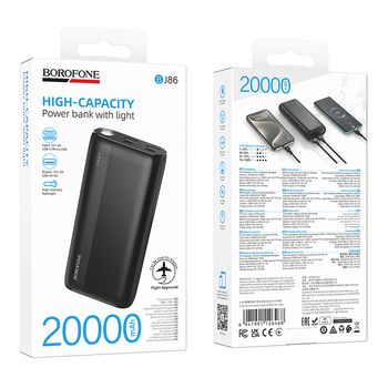 Borofone Power Bank 20000mAh BJ86 Victoria - 2xUSB - black