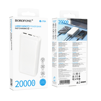 Borofone Power Bank 20000mAh BJ78A Clever - 2xUSB - biały