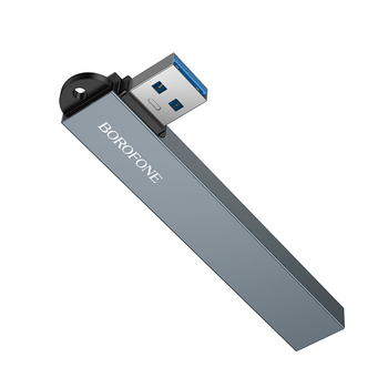 Borofone Adapter HUB FH1 4 in 1 - USB to 3xUSB 2.0 + USB 3.0 - grey