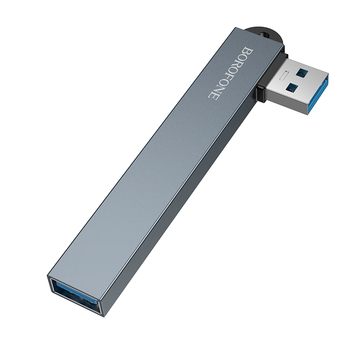 Borofone Adapter HUB FH1 4 in 1 - USB to 3xUSB 2.0 + USB 3.0 - grey